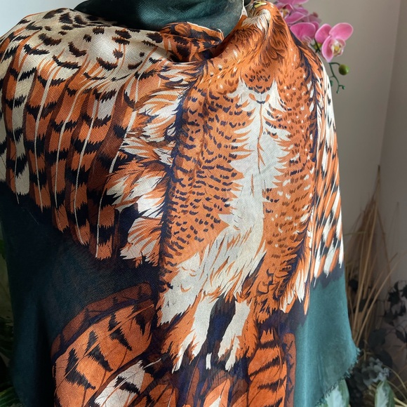 Valentino Owl Graphic Silk Shawl Scarf. - Picture 2 of 16